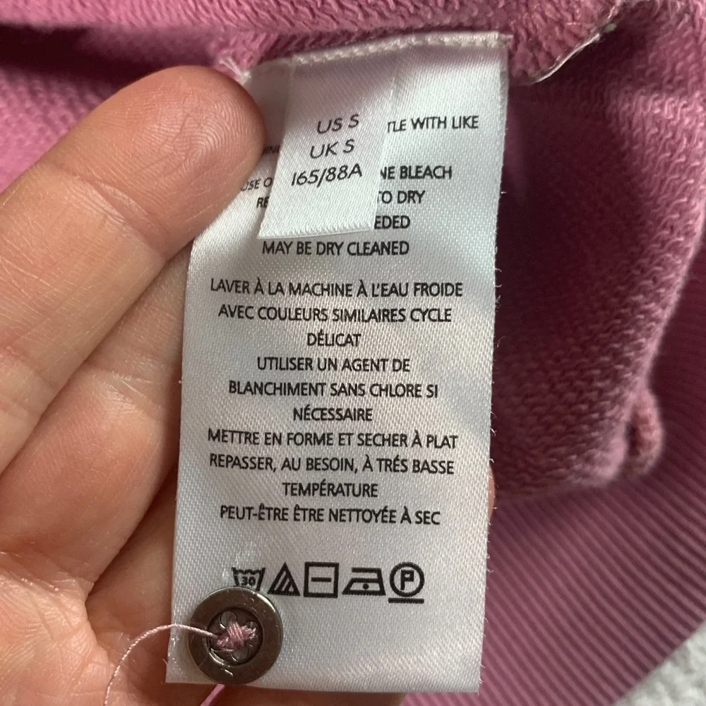 Pilcro pink crewneck sweatshirt with puff embroidered eyelet sleeves size small